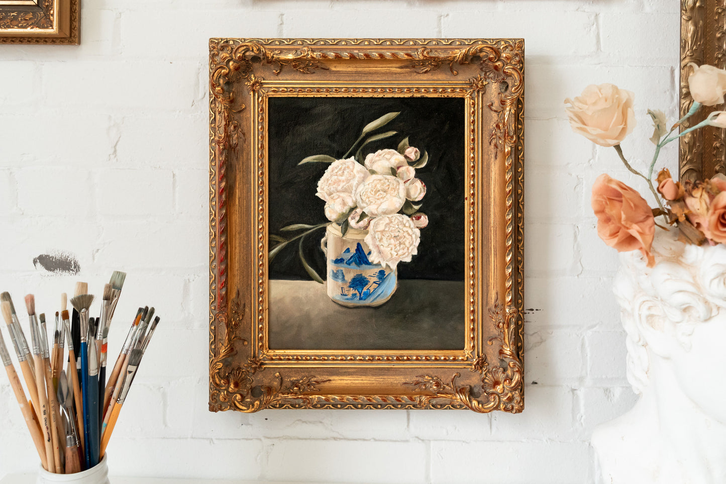 Peonies in a medicine Pot